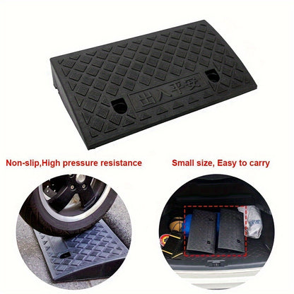 2pcs Vehicle Ramp Threshold - Portable Black Rubber Curb for Cars & Wheelchairs, Ideal for Garage Entrances