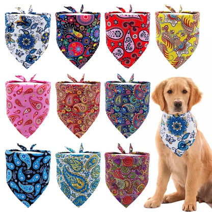 JpGdn 10pcs Pack Large Dog Bandanas Paisley Pattern Triangle Scarf for Medium Dogs Cats Rabbits Soft Bibs Washable Pet