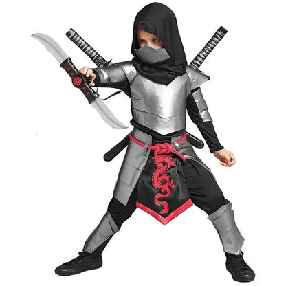 Child Dragon Cosplay Silver Ninja Costume