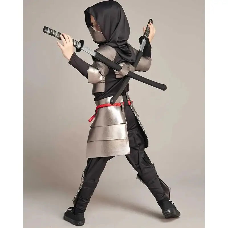 Child Dragon Cosplay Silver Ninja Costume