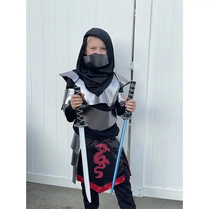 Child Dragon Cosplay Silver Ninja Costume