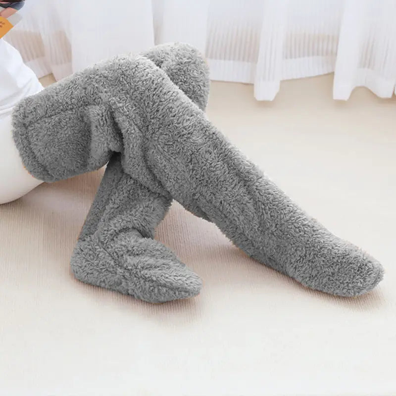 Soft Fluffy Sock Slipper Plush Cozy Socks Fuzzy Winter for Women - Deep Grey