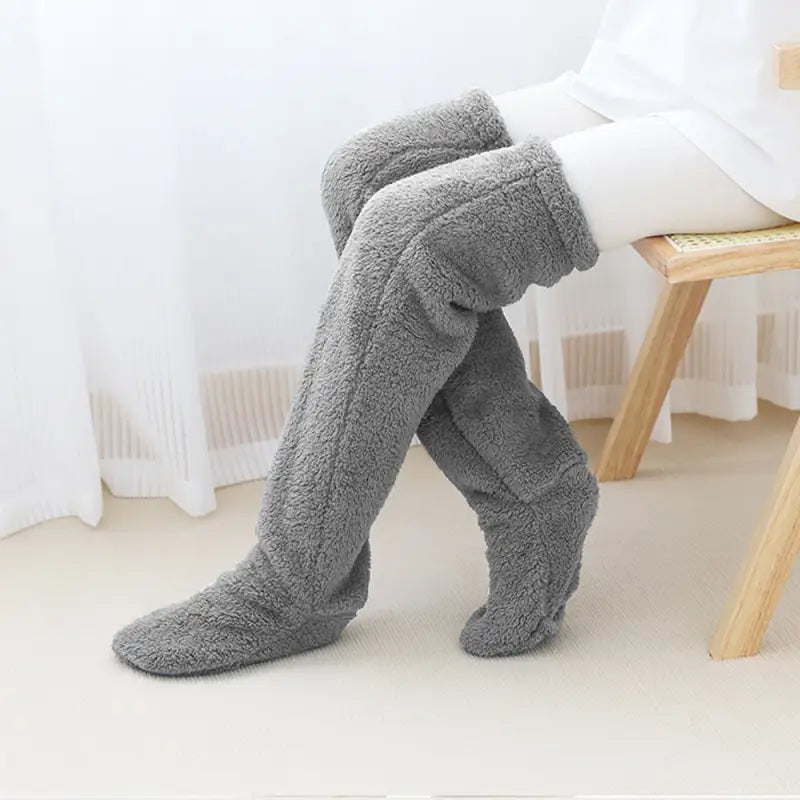 Soft Fluffy Sock Slipper Plush Cozy Socks Fuzzy Winter for Women - Deep Grey