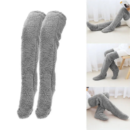 Soft Fluffy Sock Slipper Plush Cozy Socks Fuzzy Winter for Women - Deep Grey