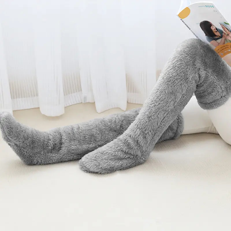 Soft Fluffy Sock Slipper Plush Cozy Socks Fuzzy Winter for Women - Deep Grey